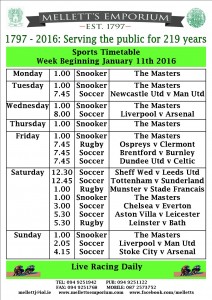 Live sports in Mellett's Bar