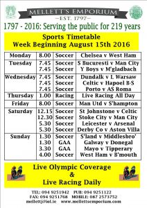 Sports live in Mellett's bar Swinford